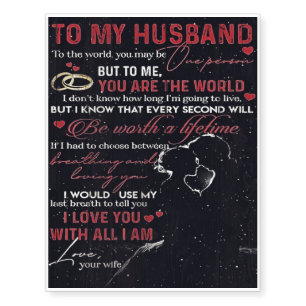 To My Husband Letter Cute Present Temporary Tattoos