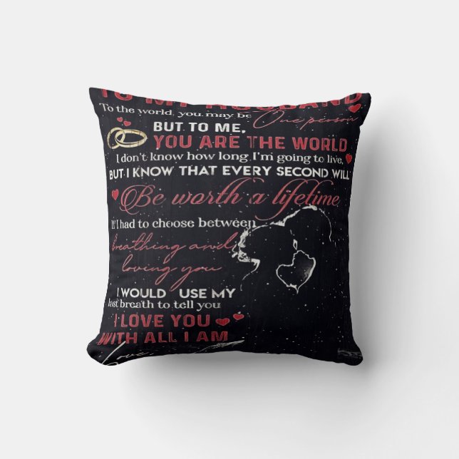 To My Husband Letter | Cute Present | Throw Pillow (Front)