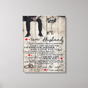To My Husband Letter, Love Quotes Gift Canvas Print