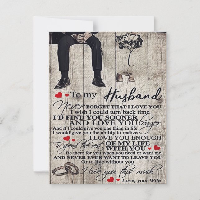To My Husband Letter, Love Quotes Gift Invitation (Front)