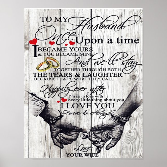 To My Husband Letter, Love Quotes Gift Poster (Front)