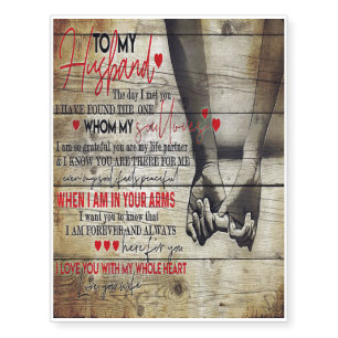 To My Husband Letter, Love Quotes Gift Temporary Tattoos