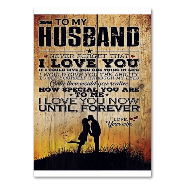 To My Husband Letter | Lovely Gift For Man Table Number (Front)