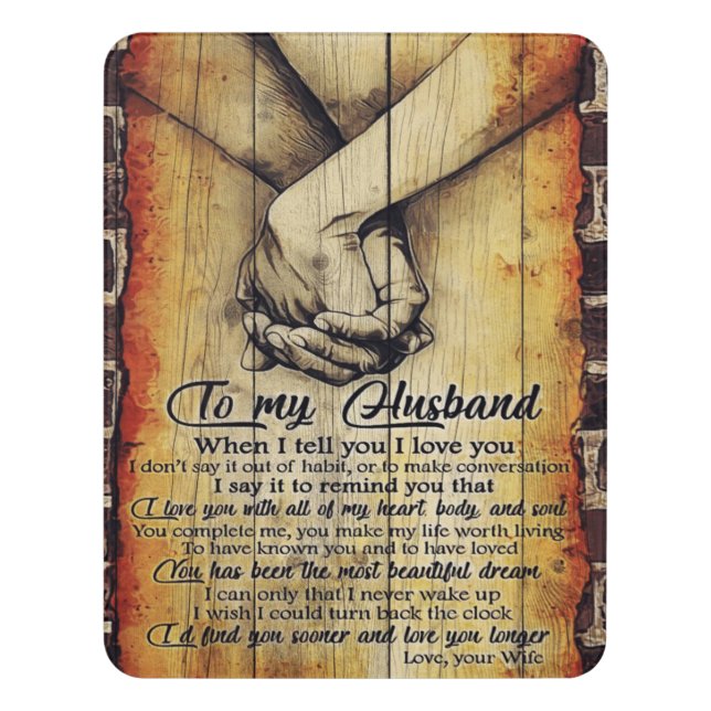 To My Husband Letter, Lovely Quotes Gift Door Sign (Contemporary Vert)
