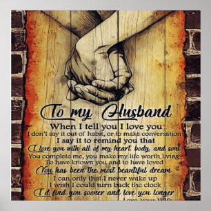 To My Husband Letter, Lovely Quotes Gift Poster