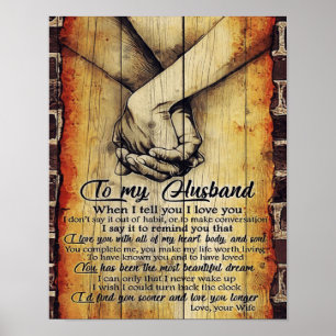 To My Husband Letter, Lovely Quotes Gift Poster