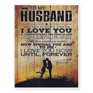 To My Husband Letter, Lovely Quotes Gift Temporary Tattoos