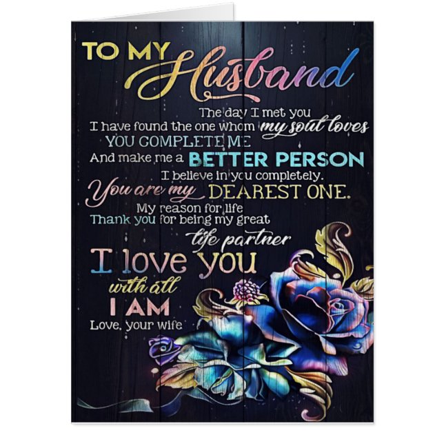To My Husband Letter, To My Husband Gift Card (Front)