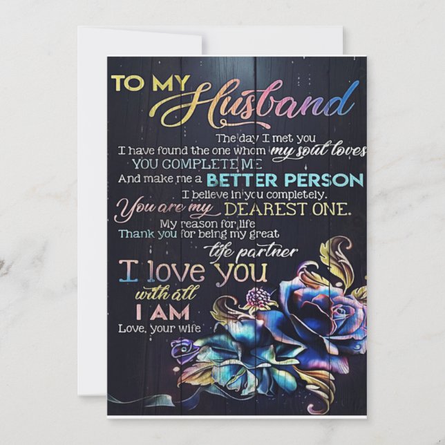 To My Husband Letter, To My Husband Gift Holiday Card (Front)