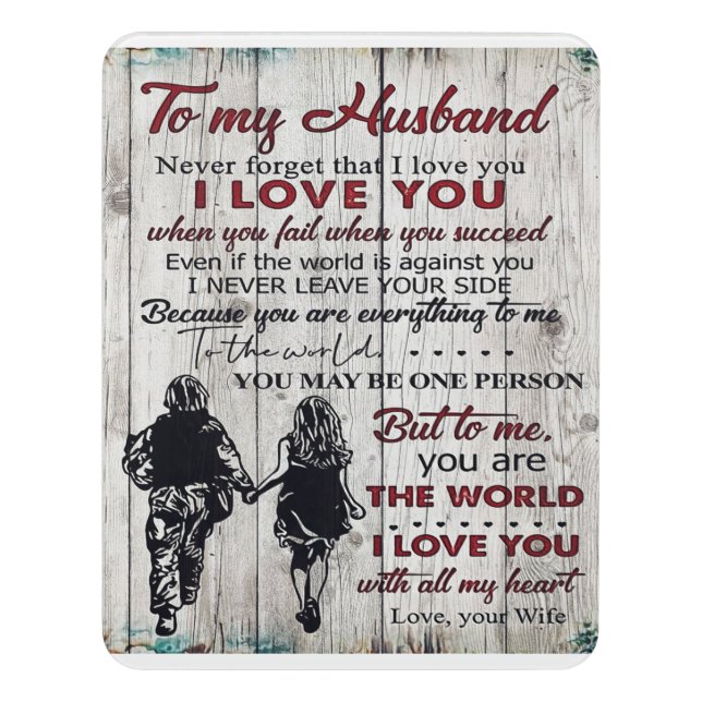 To my Husband | Lovely Husband Gift Door Sign (Contemporary Vert)