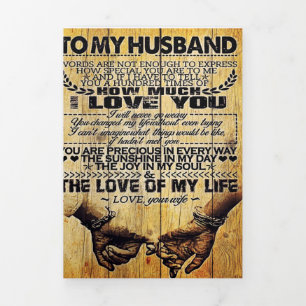 To My Husband My Husband Gift Letter For Him Tri-Fold Announcement