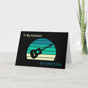 To My Husband On Fathers Day Retro Guitar Theme Card