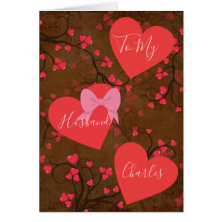 To My Husband on Valentines Day Hearts Card