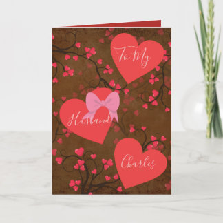 To My Husband on Valentines Day Hearts Holiday Card