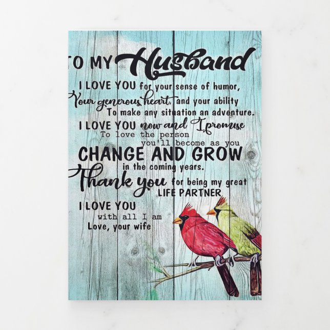 To my Husband | Personalized perfect gift Tri-Fold Announcement (Cover)