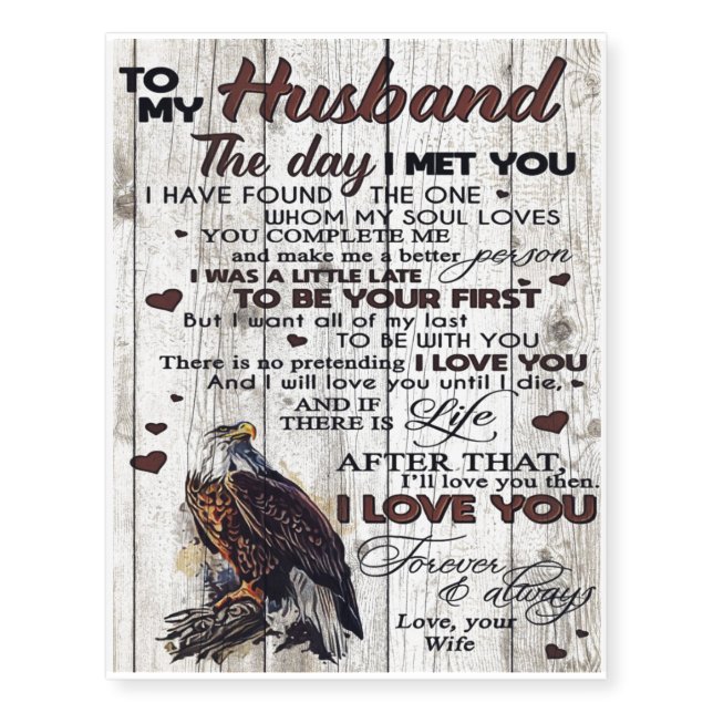 To My Husband Present | Cool New Home Gift | Temporary Tattoos (Front)