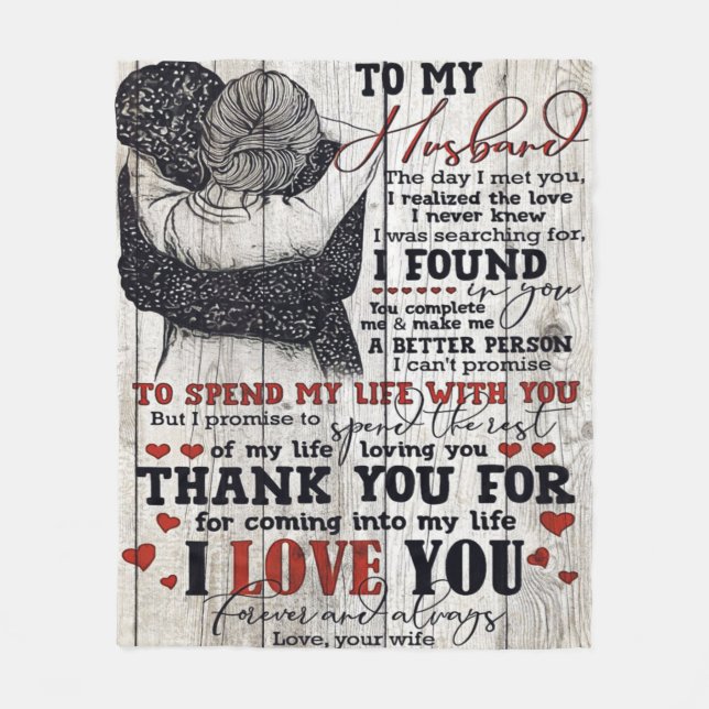 To My Husband Present | Cute Quotes Gift | Fleece Blanket (Front)