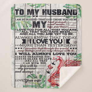 To My Husband Present Cute Quotes Gift Sherpa Blanket