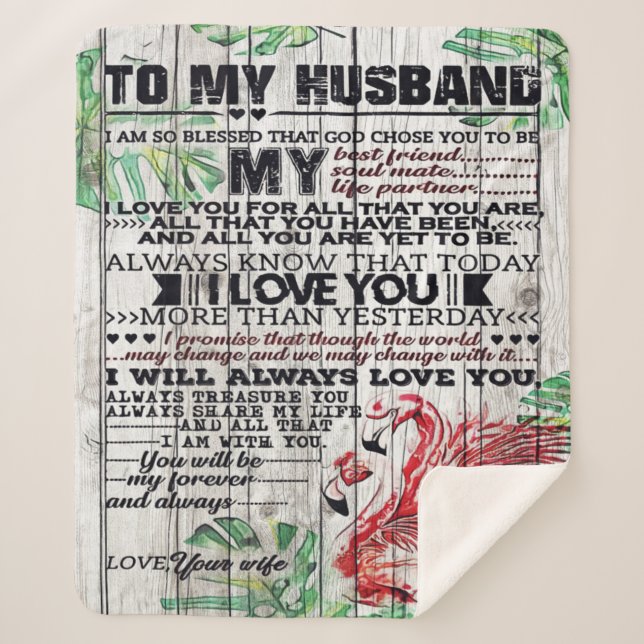 To My Husband Present | Cute Quotes Gift | Sherpa Blanket (Front)