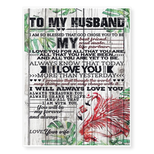 To My Husband Present | Cute Quotes Gift | Temporary Tattoos (Front)