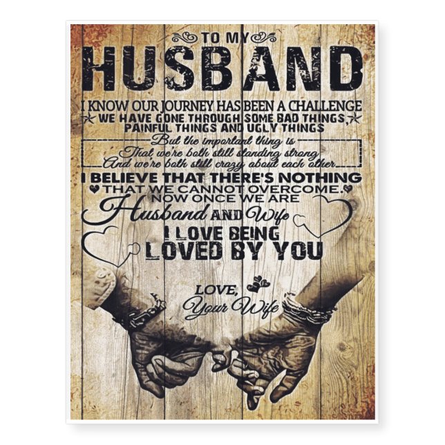 To My Husband Present | Cute Quotes Gift | Temporary Tattoos (Front)