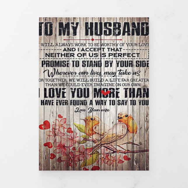 To My Husband Present | Cute Slogan Gift | Tri-Fold Announcement (Cover)