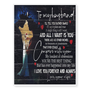 To my Husband Quotes Best Holiday Gift Temporary Tattoos
