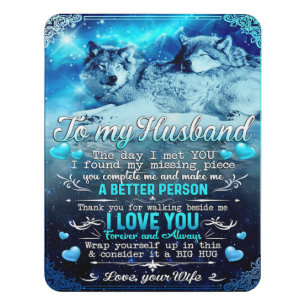 To My Husband Wolf Gift, Husband Birthday Gift Door Sign