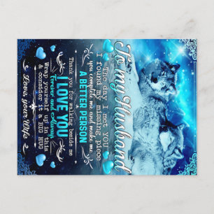 To My Husband Wolf Gift, Husband Birthday Gift Postcard