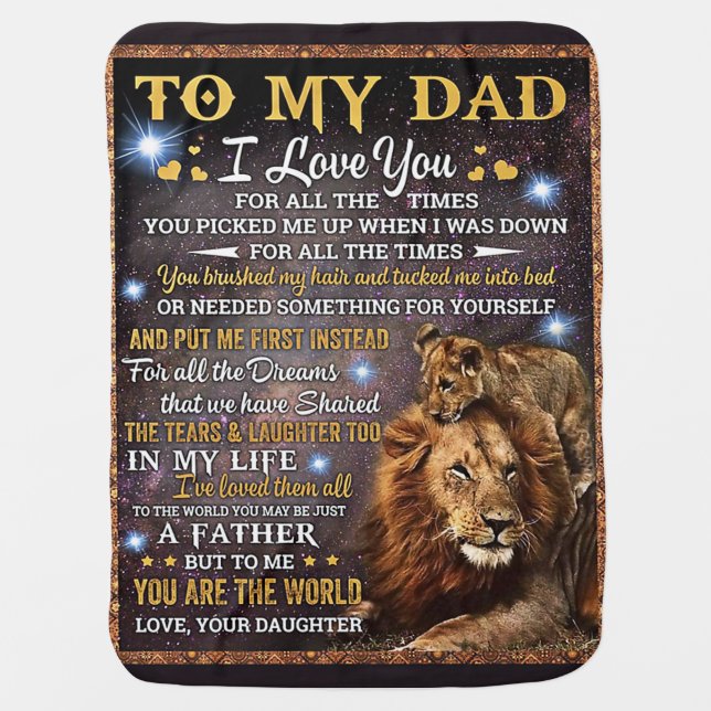 To My Lion Dad Gift, Dad Birthday Gift Idea Baby Blanket (Front)