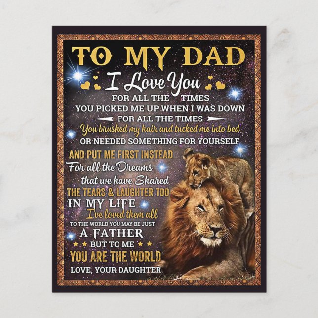 To My Lion Dad Gift, Dad Birthday Gift Idea Flyer (Front)