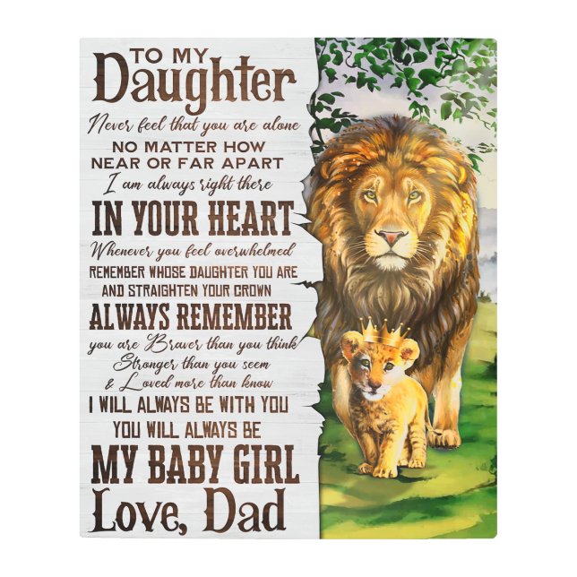 To My Lion Daughter Gift, Daughter Birthday Gift Metal Print (Front)
