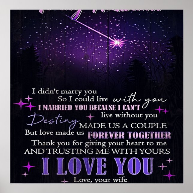 To My Love My Husband | Cute Quotes Gift | Poster (Front)