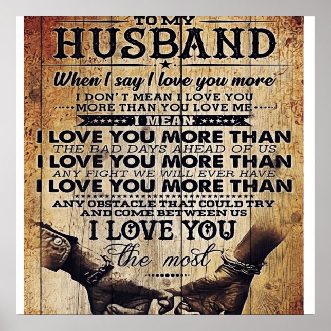 To My Love My Husband | Cute Quotes Gift | Poster (Front)