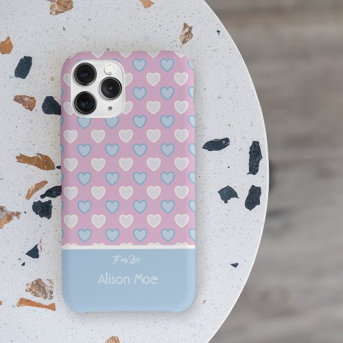 To my Love Name Blue and Pink Hearts Pattern Case_Mate iPhone 14 Case