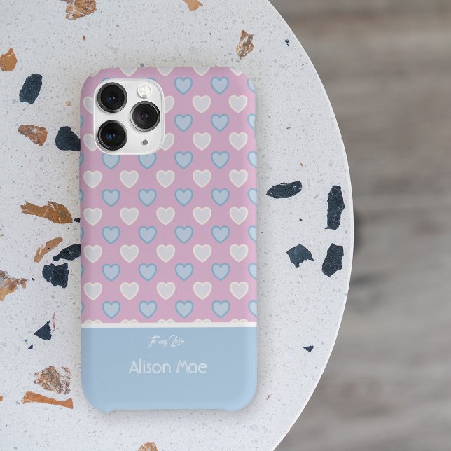To my Love Name Blue and Pink Hearts Pattern Case-Mate iPhone Case (Creator Uploaded)