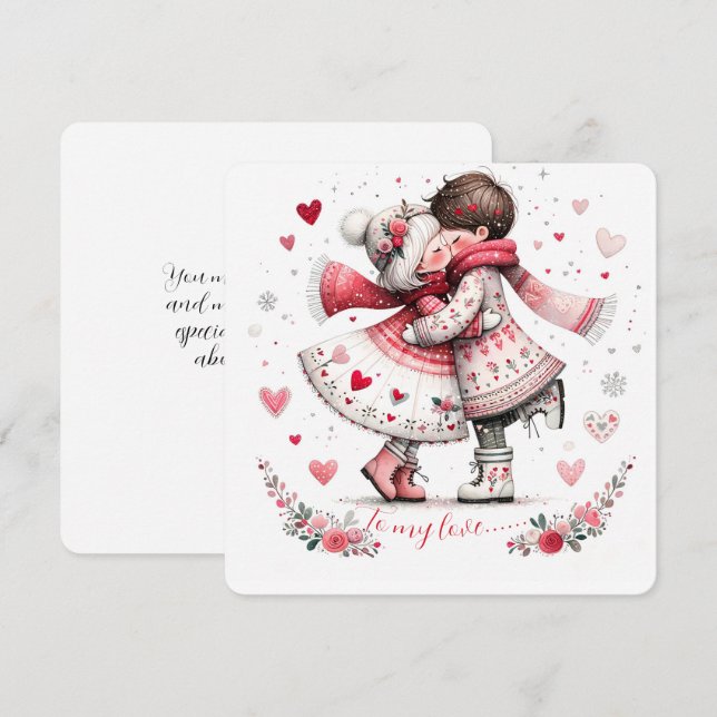 To My Love On Valentines Day Kissing Holiday Card (Front/Back)