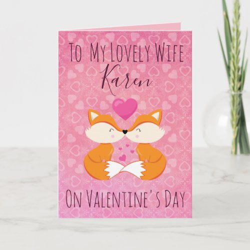 To My Lovely Wife on Valentine Day Foxes Holiday Card