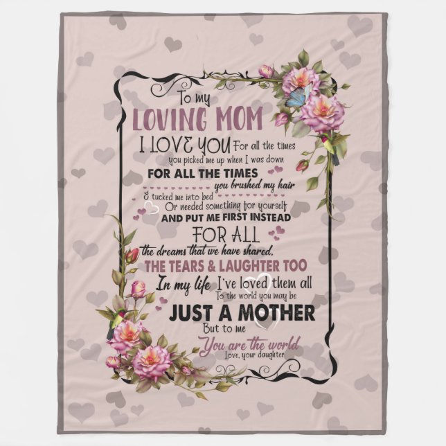 to my loving mom blanket from daughter (Front)