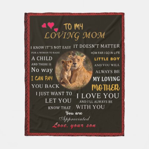 To My Loving Mom From Son Fleece Blanket