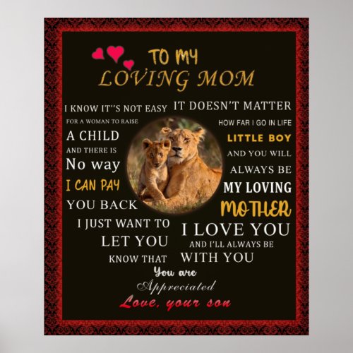 To My Loving Mom From Son Poster
