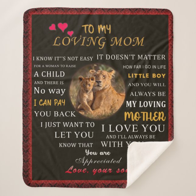 To My Loving Mom From Son Sherpa Blanket (Front)