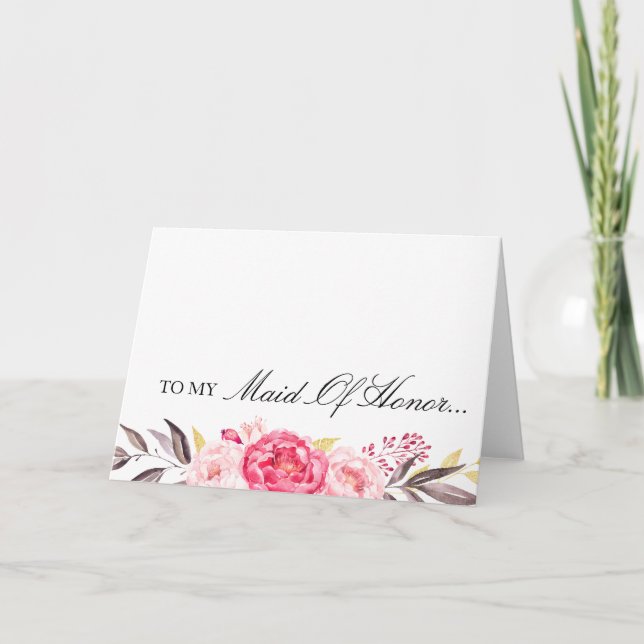 To My Maid of Honor, Thank You, Wedding Party Card (Front)