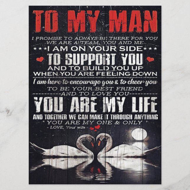 To My Man Gift, Personalized Gift To My Husband Menu (Front)