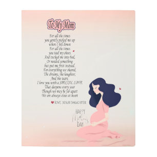 To My Mom For All The Time You Gently Picked Me Up Metal Print