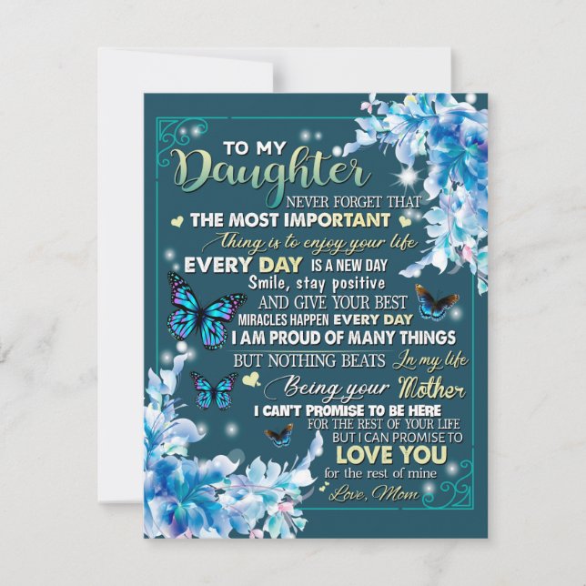 To My Mom Gift,Daughter And Mom,Butterfly Lovers Invitation (Front)