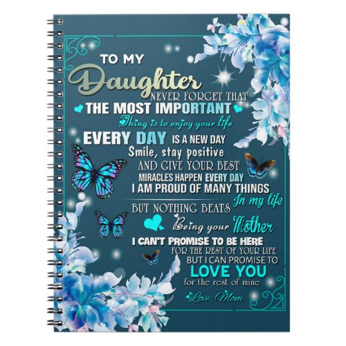 To My Mom GiftDaughter And MomButterfly Lovers Notebook