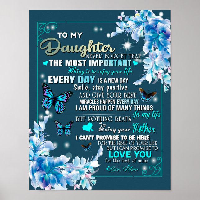 To My Mom Gift,Daughter And Mom,Butterfly Lovers Poster (Front)