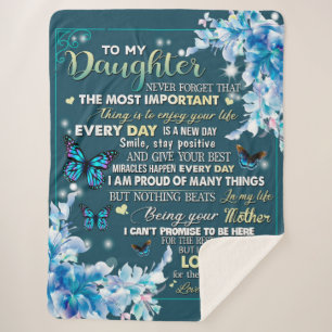 To My Mom Gift,Daughter And Mom,Butterfly Lovers Sherpa Blanket