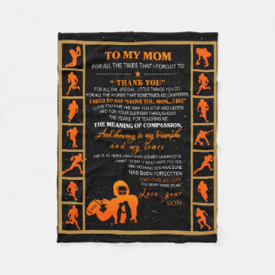 To My Mom Gift, Mom And Son, Ice Hockey Mom Fleece Blanket